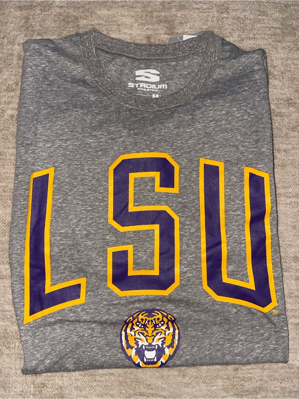 Stadium Athletics Gray LSU Short-Sleeve Tee with Purple & Gold Logo